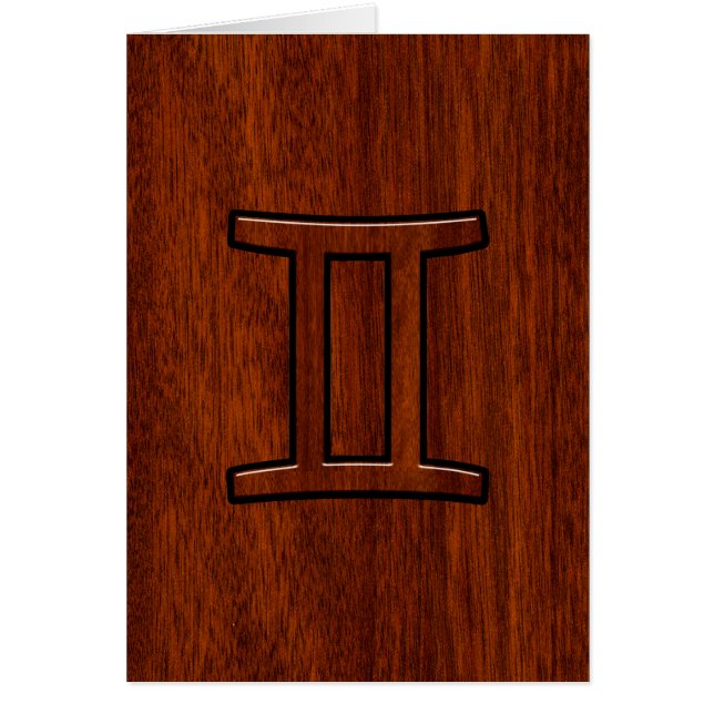 Gemini Zodiac Sign auf Mahogany Wood Style (Vorne)