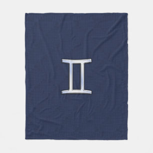 Gemini Zodiac Sign auf Navy Blue Carbon Fibre Prin Fleecedecke