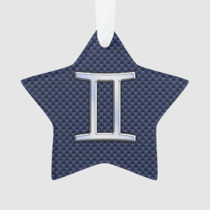 Gemini Zodiac Sign auf Navy Blue Carbon Fibre Prin Ornament