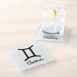 Gemini Zodiac Sign auf weißem Hintergrund Glasuntersetzer