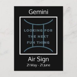 Gemini Zodiac Sign Fusion Zitat in Blue and White Postkarte