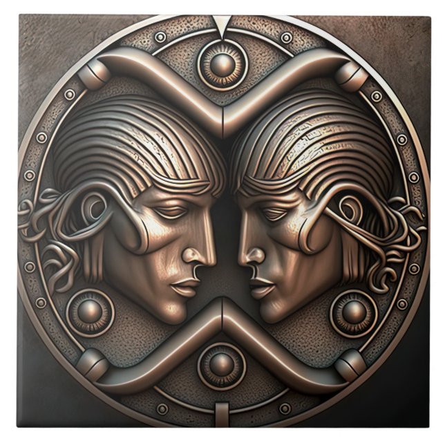 Gemini Zodiac Sign Gemini Horoskop Keramik Tile Fliese (Vorderseite)