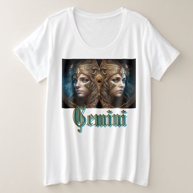 Gemini Zodiac Sign Große Größe T-Shirt (Design vorne)