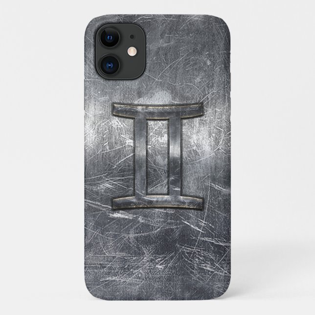 Gemini Zodiac Sign Grunge gestörtes Silber Case-Mate iPhone Hülle (Rückseite)