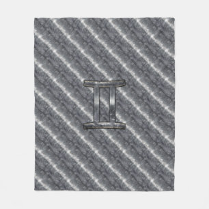 Gemini Zodiac Sign Grunge gestörtes Silber Fleecedecke