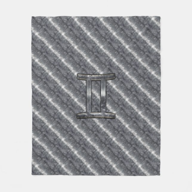 Gemini Zodiac Sign Grunge gestörtes Silber Fleecedecke (Vorderseite)