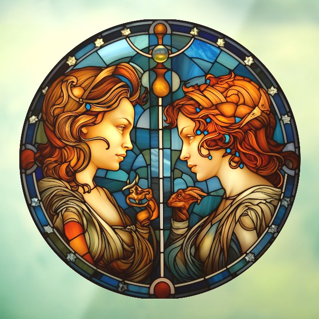 Gemini Zodiac Sign Imitate verklebt Glasfenster Fensteraufkleber (Blatt 3)