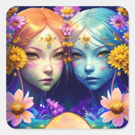 Gemini Zodiac Sign Quadratischer Aufkleber