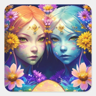 Gemini Zodiac Sign Quadratischer Aufkleber