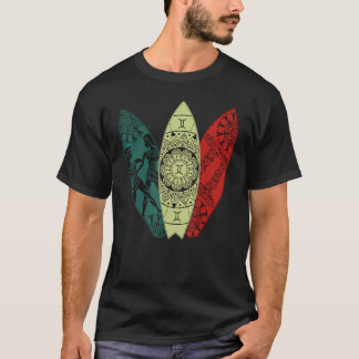 Gemini Zodiac Sign Surfboard Surfhoroskop T-Shirt