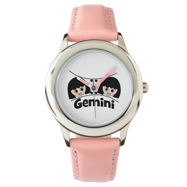 Gemini Zodiac Sign Twins Girls Kinder Armbanduhr (Vorderseite)