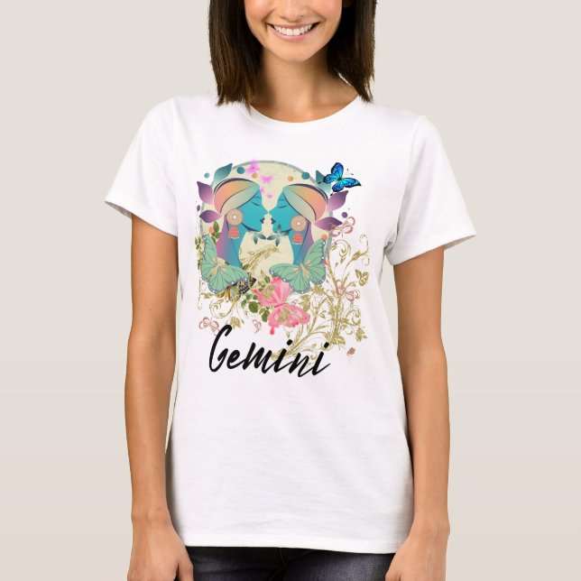 Gemini Zodiac Signature Horoskop Astrologie Frauen T-Shirt (Vorderseite)