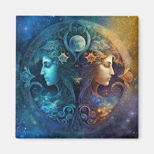 Gemini Zodiac Signature Watercolor Design Magnet