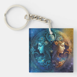 Gemini Zodiac Signature Watercolor Design Schlüsselanhänger