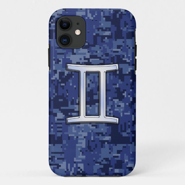 Gemini Zodiac-Signierung auf der Blue-Camouflage Case-Mate iPhone Hülle (Rückseite)