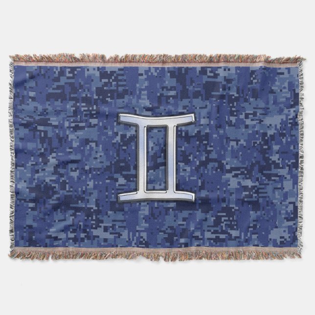 Gemini Zodiac-Signierung auf der Blue-Camouflage Decke (Vorderseite)