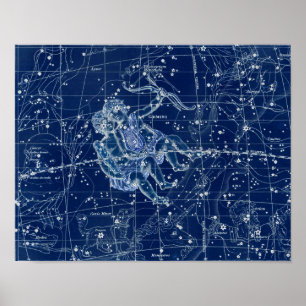 Gemini Zodiac Signierung Vintage Illustration Poster