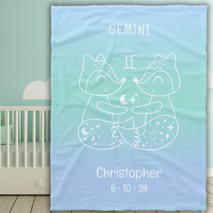 Gemini Zodiac Star Name Birthdate Blue Baby Fleecedecke