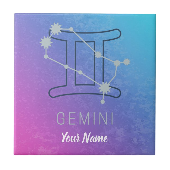 Gemini Zodiac Star Zeichenfarben Horoskop Fliese (Vorderseite)