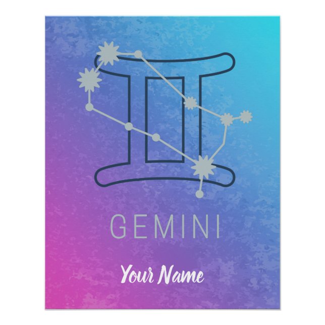Gemini Zodiac Star Zeichenfarben Horoskop Poster (Vorderseite)