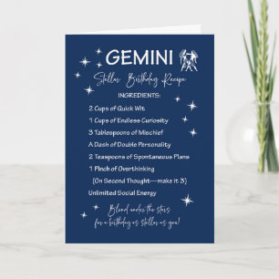 Gemini Zodiac Stellar Geburtstagsrezeptur Karte