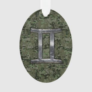Gemini Zodiac-Symbol auf der grünen digitalen Camo Ornament