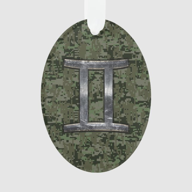 Gemini Zodiac-Symbol auf der grünen digitalen Camo Ornament (Vorderseite)