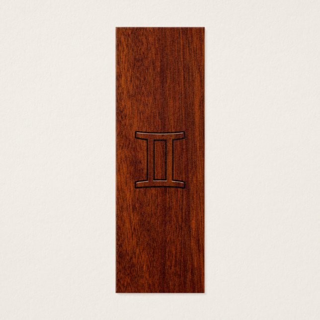 Gemini Zodiac Symbol auf Mahagoni wie Dekor (Vorderseite)