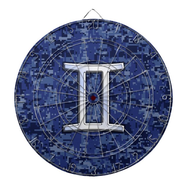 Gemini Zodiac Symbol Blue Digital Camouflage Dartscheibe (vorne)