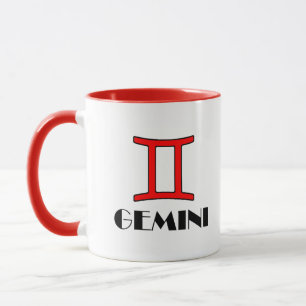 Gemini Zodiac Symbol Designer Tasse in Rot