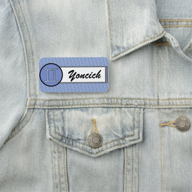 Gemini Zodiac Symbol Element von Kenneth Yoncich Namensschild (Beispiel)