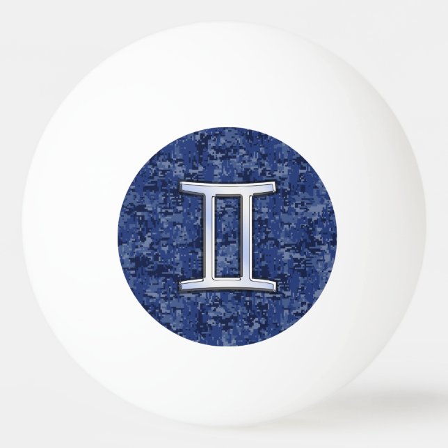 Gemini Zodiac-Symbol für die digitale Navy-Blue-Ca Tischtennisball (Vorderseite)