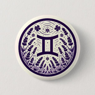 Gemini Zodiac Symbol Geminis Geburtstagskunst Button