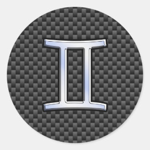 Gemini Zodiac Symbol Holzkohle Faserverbund Runder Aufkleber
