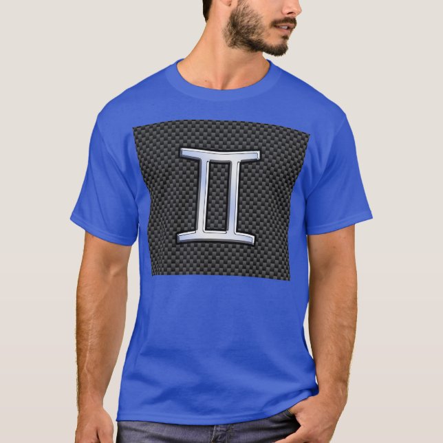 Gemini Zodiac Symbol Holzkohle Faserverbund T-Shirt (Vorderseite)