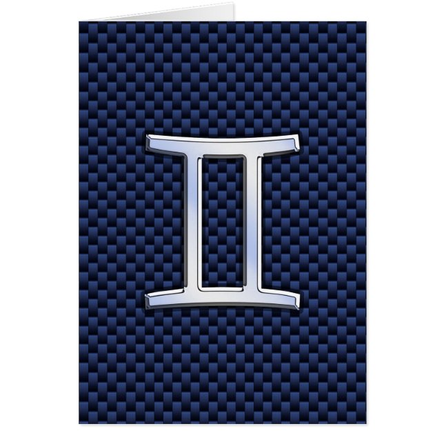 Gemini Zodiac Symbol Navy Blue Carbon Fibre Print (Vorne)