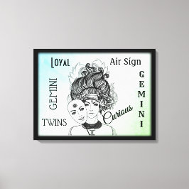 Gemini Zodiac Symbol und Zeichen Gerahmt Leinwanddruck