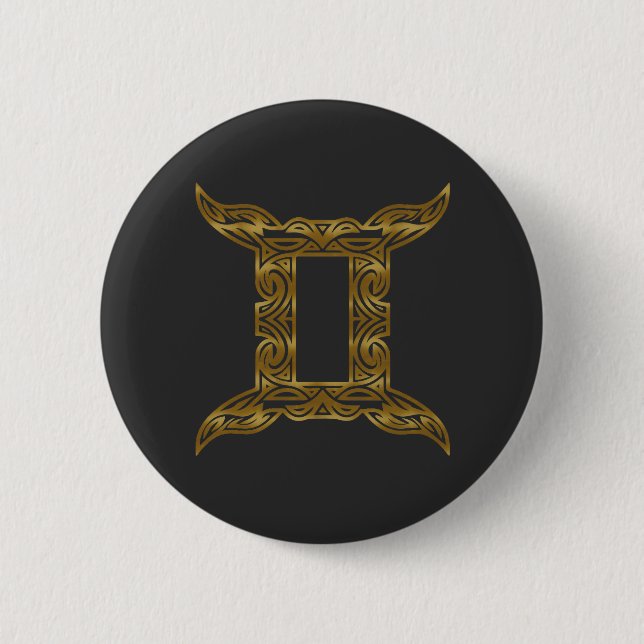 Gemini Zodiac - Tribal Gold Button (Vorderseite)