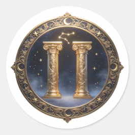 Gemini Zodiac Twins Runder Aufkleber