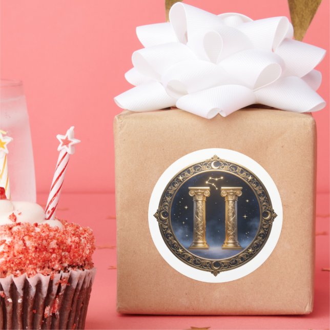 Gemini Zodiac Twins Runder Aufkleber (Party)