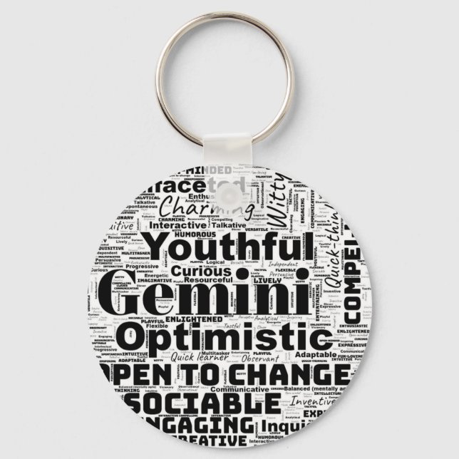 Gemini Zodiac Word Cloud Inspiration Schlüsselanhä Schlüsselanhänger (Vorderseite)