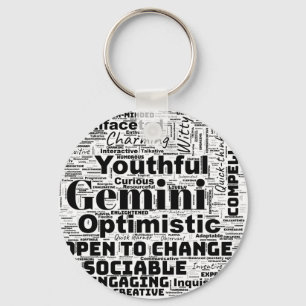 Gemini Zodiac Word Cloud Inspiration Schlüsselanhä Schlüsselanhänger