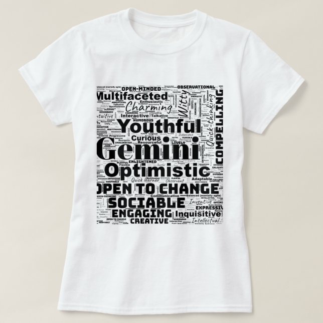 Gemini Zodiac Word Cloud Inspiration T-Shirt (Design vorne)