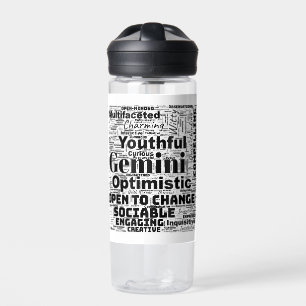 Gemini Zodiac Word Cloud Inspiration Wasserflasche Trinkflasche