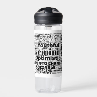 Gemini Zodiac Word Cloud Inspiration Wasserflasche Trinkflasche