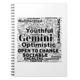Gemini Zodiac Word Cloud Spiral Notebook Notizblock