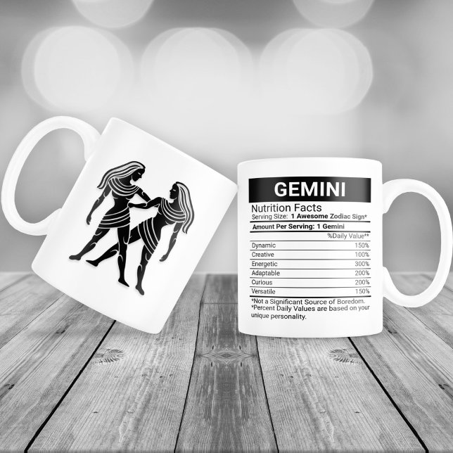 Gemini Zodiac-Zeichen mit Nährwerteinflüssen, Jumbo-Tasse (Von Creator hochgeladen)