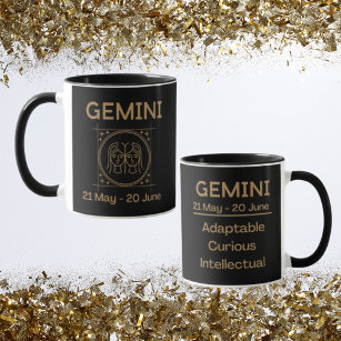 Gemini Zodiac Zeichen mit Symbol und Eigenschaften Tasse