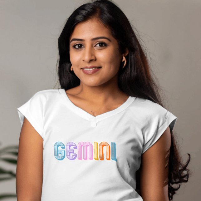 Gemini zodiac Zeichen modern weiß T-Shirt (Von Creator hochgeladen)