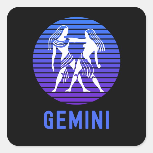 Gemini Zodiac-Zeichen Quadratischer Aufkleber (Vorderseite)